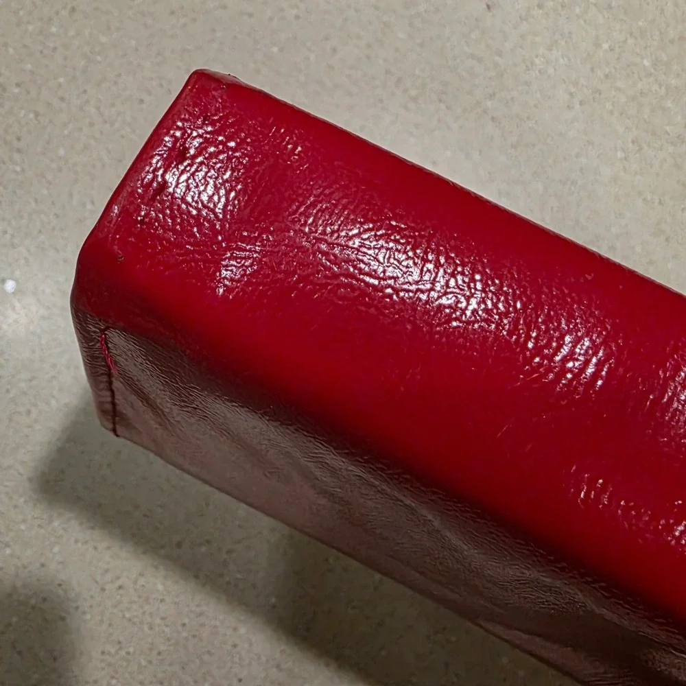 Vintage Wallet Red Patent Kiss Lock Zippered Clutch Organizer